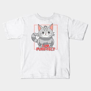 I am Purr-Fect - Kawaii Cat T-Shirt Design Kids T-Shirt